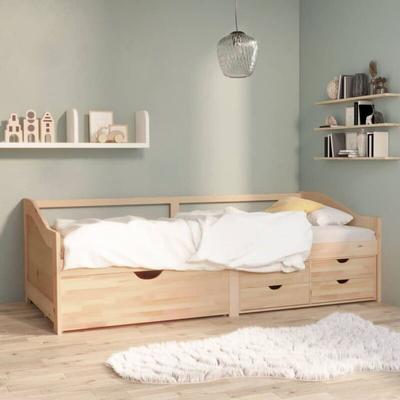 Tagesbett 3-Sitzer Einzelbett Bett für Schlafzimmer mit Schubladen Massivholz Kiefer 90x200 cm Image