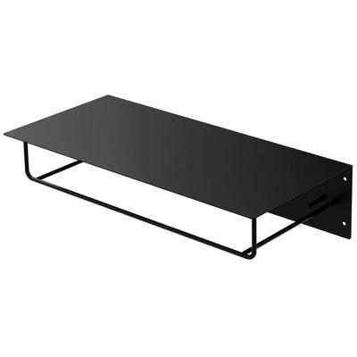 Ml-design - Wandgarderobe mit Hakenleiste, Kleiderstange & Hutablage, 60x30x15 cm, Schwarz, Metall Image