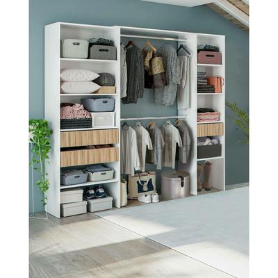 Dmora - Kleiderschrank Donest, Schlafzimmermöbel, Kleiderbügel mit Regalen und 3 Schubladen, 196 x Image