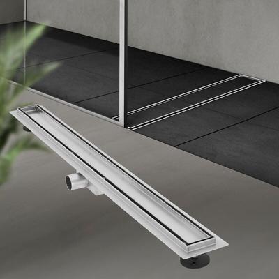 Duschrinne 2in1 Edelstahl, 90 cm, Silber, befliesbar, extra flach - Luxebath