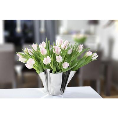 Philippi - Margeaux Vase Edelstahlvase von Hand gefaltet ideal für Tulpen Rosen Dekoobjekt - silber