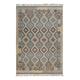 Tapis kilim pure laine tissé main ethnique chic à franges 140x200