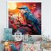 Design Art Bird Cubist Skies - Bird Canvas Prints Canvas, Cotton in Blue/Orange/Pink | 30 H x 30 W x 1 D in | Wayfair FDP107066-30-30-WH