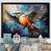 Design Art Geometric Birds In Cubist Skies II - Bird Canvas Wall Art Plastic in Blue/Orange | 34 H x 44 W x 1.5 D in | Wayfair FDP107078-44-34-BK