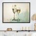 Design Art Green Champagne Glass Sips Simplicity - Wine & Champagne Canvas Art Print Metal in Blue | 30 H x 40 W x 1.5 D in | Wayfair