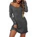 VBARHMQRT Holiday Cocktail Dresses for Women 2024 2024 Women s Pajamas V Neck Long Sleeved Ribbed Knitted Pajamas Soft Loungewear Casual Skirt Italian Dressing Leather Dress