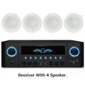 Technical Pro 1000 Watts Professional Home Stereo Receiver with 2 Pairs of 5.25 Ceiling Wall Mount Frame-less Speakers 2-Way mid-bass Woofer Speaker 0.5 Mylar tweeters Flush Design