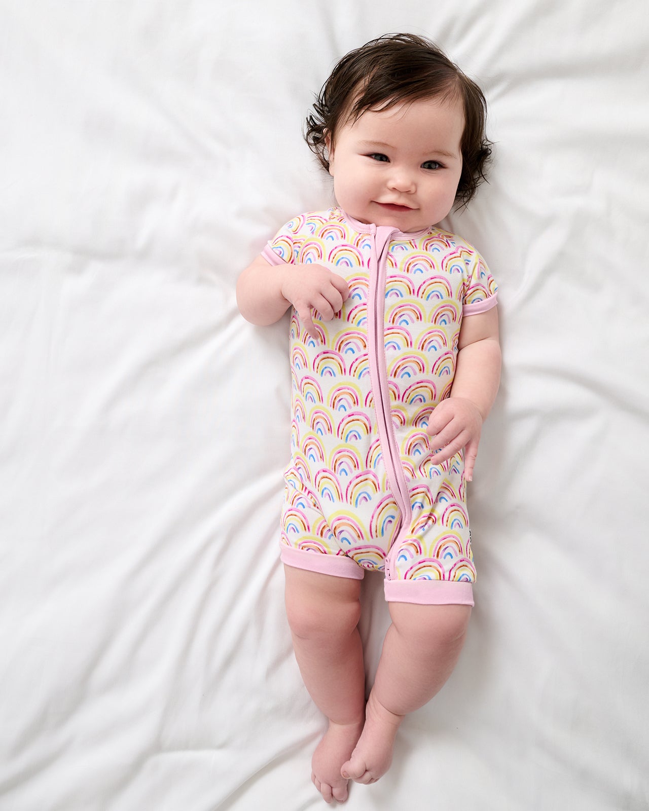 Pastel Rainbows Shorty Zippy - 0-3 months