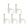 100 Pcs Round Cable Wire Clips Cable Management Electrical Ethernet Dish TV Speaker Wire Cord Tie Holder Single Coaxial Nail Clamps (4mm)