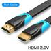 High Speed V2.0 HDMI Cable 4K*2K Male to Male 3D 1080P HD for Monitor Computer TV PS3/4 Projector HDTV 0.5m 1.5m 2m 10m Black flat 5m