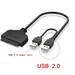 Sata To USB 3.0/2.0 Hard Driver Adapter Support 2.5 Inches External SSD HDD Hard Drive 22 Pin Sata III Cable Sata USB Cable 22CM USB 2.0 with 2.0