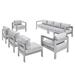 Modway 7 Piece Sofa Seating Group w/ Cushions Metal in Gray | Outdoor Furniture | Wayfair 665924532794