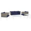 Modway 5 Piece Sofa Seating Group w/ Sunbrella Cushions in Blue | Outdoor Furniture | Wayfair 665924531193