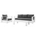 Modway Tahoe 3 Piece Sofa Seating Group w/ Cushions Metal in Gray/White | Outdoor Furniture | Wayfair 665924533241