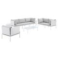 Modway Harmony 8 Piece Sofa Seating Group w/ Sunbrella Cushions Metal in Blue | Outdoor Furniture | Wayfair 665924531957