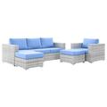 Modway 4 Piece Sofa Seating Group w/ Cushions in Blue | Outdoor Furniture | Wayfair 665924532763