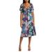 Floral Paisley Satin Midi Dress - Blue - Vince Camuto Dresses