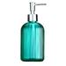 Bath Pump Bottle Clear Glass Refillable Lotion Pump Dispenser Modern Style Hand Pump Containers for Shampoo Conditioner Body Wash Oils 400ML Green