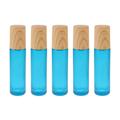 5pcs 10ml Wooden Lid Bottle Mini Glass Bottles Empty Smalll Bottles Portable Perfume Storage Container for Home Travel (Blue)