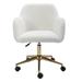 Swivel Office Chair With Wheels Gold Metal Legs Chromium Plated Base Adjustable Height Wool 360Â° Rotation Vanity Chair