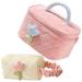 Pink 2 Pcs Travel Bags Duffle for Makeup Women Traveling Quilting