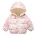 Kids Toddler Baby Unisex Patchwork Spring Winter Cute Coat Hooded Padded Jacket Outwear Clothes Pink 0 Months-6 Months