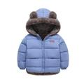 PURJKPU Baby Boys Girls Puffer Jacket Hooded Coat Fleece Liner Elastic Cuffs Outerwear 12Mon-5T With Bear Ear Hoodie Blue 100