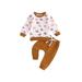AMILIEe Adorable Baby Halloween Costume: Pumpkin Print Sweatshirt and Elastic Pants