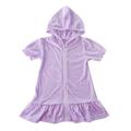 Virmaxy Girls Kids Solid Hooded Robes Toddler Girls Full Zip Up Swimsuit Coverup Puffy Sleeves Lightweight Beach Bathing Suit Robe Purple 10Y