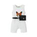 DkinJom baby girl clothes Toddler Girls Sleeveless Butterfly Romper Ribbed Jumpsuit Belt Waist Bag Outfits