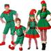 Christmas Elf Costumes Cute Outfits Include Elf Shoes Hat Dress and Striped Socks for Boys Girl Kids Cosplay