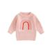 Toddler Baby Girl Boy Sweaters Rainbow Pattern Knit Long Sleeve Crewneck Warm Pullover Sweatshirt