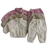 Godderr Baby Infant 2Pcs Autumn Winter Track Suits Set for Boys Girls Thick Fleece Sweatshirt Sweatpants Outfit Winter Warm Sweatsuit Outfit Toddler 2Pcs Autumn Winter Jogger Pants Set