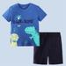 HUANBAI Toddler Boy Dinosaur Print Short Sleeve Sets Outfits Shorts Solid Collar Shirt Top Suits Birthday Park Holiday Beach Sets