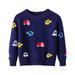 Hfolob Toddler Boys Girls Sweater Cartoon Cars Print Sweater Long Sleeve Warm Knitted Pullover Knitwear Tops Sweater Cute Sweaters