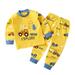 Elainilye Fashion Baby Boys Girls Pajama Set 3M-5Y Kids Winter Car Print PJs Cotton Sleepwear Homewear 2 Piece Set Yellow