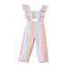 Baby Girl Jumpsuits for Winter Toddler Kids Girls Jumpsuit Short Sleeve Shorts Girls Trousers Lace Up Waist Multi Color Plaid Personality Jumpsuit Pink 5 Years-6 Years