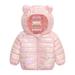 Virmaxy Toddler Baby Girls Boys Hooded Puffer Jacket Unisex Infant Shiny Quilted Hoodies Cute Bear Ear Hooded Down Jacket Solid Long Sleeve Full Zip Up Jacket Pink 3T