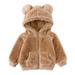 QUYUON Girls Coat Deals Long Sleeve Fleece Jacket Lamb Fleece Jackets for Toddlers Girls Boys Fleece Hooded Jackets Kids Zip Up Outerwear CoatJacket Sweatshirt Khaki 2T