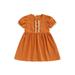 Emmababy Contrast Color Puff Sleeve A-line Dress with Round Neck Patchwork