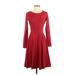 Vetior Casual Dress - A-Line: Burgundy Solid Dresses - Women's Size Small