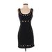 Topshop Cocktail Dress - Mini Scoop Neck Sleeveless: Black Solid Dresses - Women's Size 4