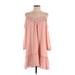 BB Dakota Casual Dress - A-Line V Neck 3/4 sleeves: Pink Dresses - Women's Size Small