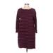 Uniqlo Casual Dress - Shift Crew Neck 3/4 sleeves: Blue Stripes Dresses - Women's Size Large