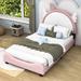 Zoomie Kids Kersh Low Profile Bed Upholstered, Leather in Pink/White | 45 H x 55 W x 75 D in | Wayfair CF0802AD23E1499E9BB40588E71BEC26