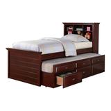 Harriet Bee Grantley Twin 6 Drawer Convertible Bed w/ Bookcase Wood in Brown | 50 H x 44 W x 89 D in | Wayfair 5DE2D2117CF9494787E83323FC6EDF9E