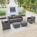 Winston Porter Pallua 5 Piece Sofa Seating Group w/ Cushions Synthetic Wicker/All - Weather Wicker/Metal/Wicker/Rattan in Gray | Outdoor Furniture | Wayfair