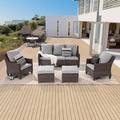 Red Barrel Studio® Jarif 7 - Person Outdoor Seating Group w/ Cushions Metal in Gray | 33.5 H x 72.1 W x 30.3 D in | Wayfair