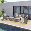 Lark Manor™ Astling 5 - Person Outdoor Seating Group w/ Cushions Metal in Gray | 33.3 H x 71.85 W x 30.15 D in | Wayfair