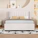 Latitude Run® Full Size Bed w/ Vertical Striped Headboard Upholstered/Velvet/Metal in Brown | 43.5 H x 58.3 W x 79.8 D in | Wayfair